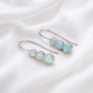 Natural Ethiopian Opal Tree Gemstone Dangle Earring, 925 Sterling Silver Boho Jewelry