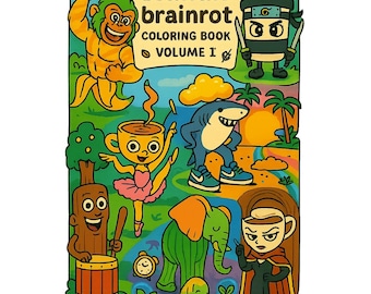 Brainrot Animals Coloring Book: TikTok Meme Art, 35 Pages (PDF Download A4 Size)