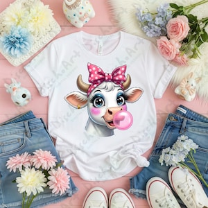 Coquette Cow PNG Clipart: Bubblegum Kawaii Art (Digital Download)