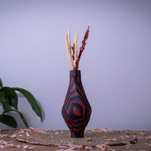 wooden vase, colorful vase, home decor, wood vase, unique