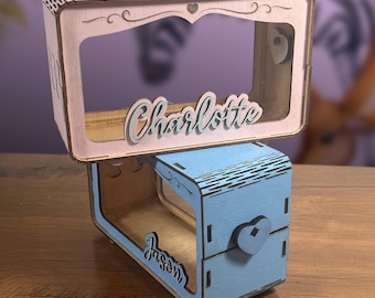 Personalized Wooden Money Bank – Custom Nursery Decor, Baby Gift