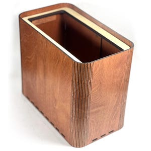 Slim Wooden Trash Can and Garbage Bin for Bedroom, Bathroom and Office | Cute Modern 4 Gallon Waste Basket and Rubbish Container