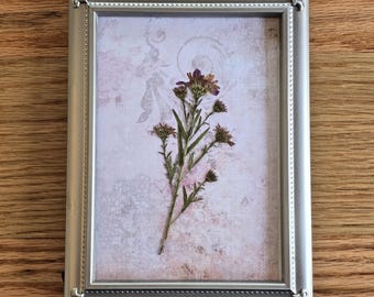 Handmade Dried Flower Collage in Elegant Metal Frame