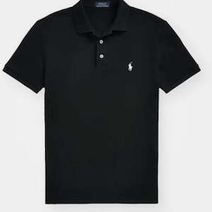 Polo Ralph Lauren Men’s Custom Slim Fit Small Pony Logo Mesh Polo in Black Vintage (2006) Polo by Ralph Lauren Authentic