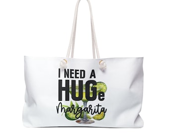 Necesito un bolso de fin de semana grande para margaritas / bolso con estampado de lima y cóctel.