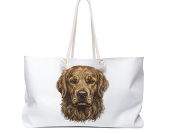Bolso de viaje/bolsa de viaje para perros con retrato realista de Golden Retriever.