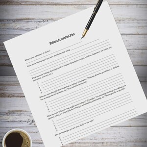 再発防止計画｜依存症回復ワークシート｜編集可能なWordファイルと印刷可能なPDFファイル｜セラピーリソース｜即時ダウンロード