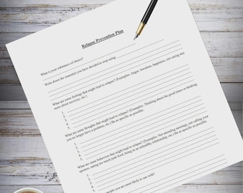 Relapse Prevention Plan | Addiction Recovery Worksheet | Editable Word & Printable PDF | Therapy Resource | Instant Download