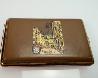 Vintage Antique Brown Leather  Cigarette Case Made in Germany