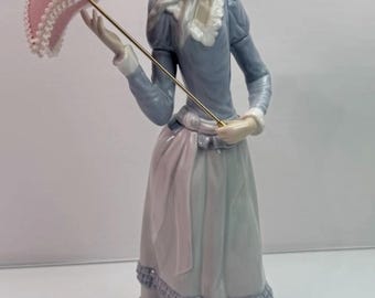 LLADRO DAISA Spain Aranjuez Little Lady With Umbrella/Parasol MINT