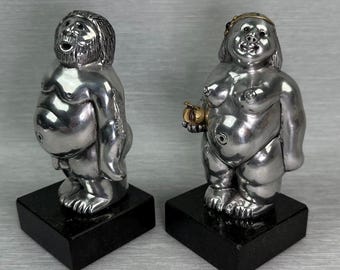 Conjunto de esculturas de Adán y Eva de Frank Meisler, firmadas y numeradas.