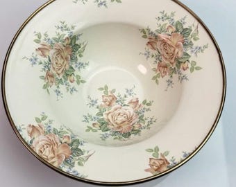 Vintage Mackenzie Childs V&R  Enamel Yellow Floral Rose 7.5” Bowl