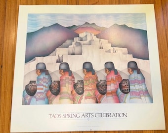 Vintage Amado Maurillo Pena Jr Taos Art Spring Celebration 1985 Art Poster 29”x26”