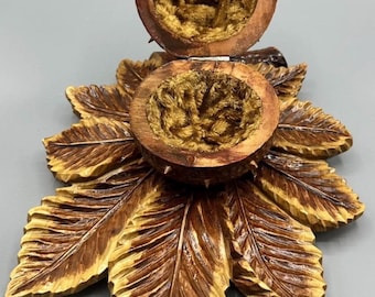 Rare& Unique Vintage Hand Carved Horse Chestnut Jewelry Box 1950’s