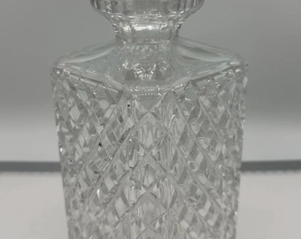 Ceska Crystal Canterbury Square Whiskey Decanter & Stopper 9 3/8"