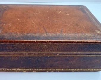 Vintage Mid-Century Italian B. Altman & Co Leather/Wood Trinket Box