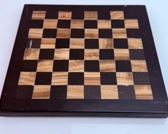 Vintage Marble Stone Chess Board 7.6” Beige/Black