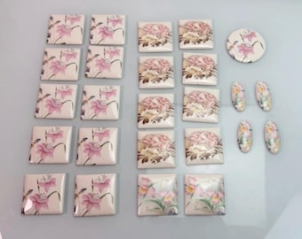 Vintage Lot Of 25 Ceramic Wall Decor Tiles Made In Japan