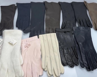 Vintage Women’s Gloves Leather Marshall Field Set Of 12 Size XS-S