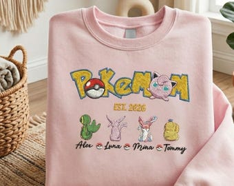 Custom PokeMom Embroidered Shirt, Personalized Pokegirl Pokeboy Tee, Anime Mother's Day Comfort colors, Pocket Beast, Birthday Gift For Mom
