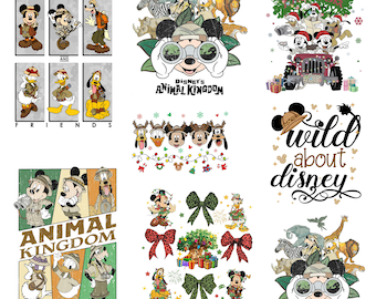 Disney Animal Kingdom Christmas PNG Bundle, Safari Mickey and Friends Holiday Shirt Design, Magical Vacation Safari Trip Digital Download