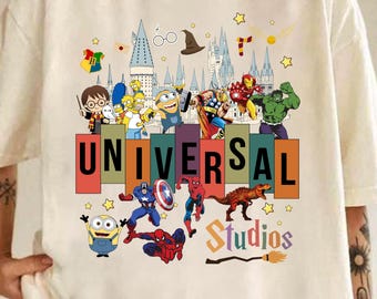 Universal Studios PNG, design per maglietta vacanze Universal, Wizard World, eroi Marvel, I Simpson, Minions, Jurassic PNG, viaggio in famiglia fai da te