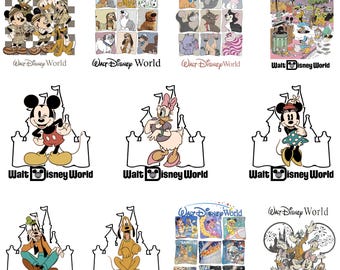 Disney Family Vacation PNG Bundle, Retro Walt Disney World Shirt Design, Mickey Friends Castle, Disney Dogs Cats, Digital Download for DIY