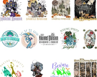 Disney Haunted Mansion PNG Bundle, Mickey Halloween PNG, Making Spirits Bright Christmas, Hitchhiking Ghosts, Spooky Trip, Digital Download