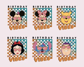 Birthday Vibes Png Bundle, Disney Birthday Png, Birthday Mouse And Friends, Princess Birthday, Birthday Pooh Png, Birthday Boy And Girls