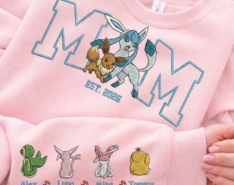 Camiseta personalizada bordada de PokaMom, sudadera personalizada con personajes de anime, regalo de anime para el Día de la Madre, regalo de cumpleaños para mamá, Pocket Beast