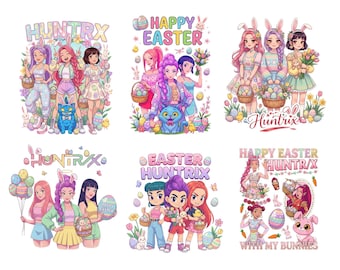 Kpop Huntrix Easter Day PNG Bundle, Preppy Easter Kpop Png, Kpop Demon Hunters Png, Huntrix Easter Day PNG, Happy Easter Day Png