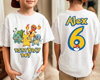 Poke födelsedagströja, födelsedagspojke-tröja, anpassad Poke.mon-tröja, personlig Poke.emon-födelsedag, Pokem.on-tröja, present till barn, Pikachu-tröja