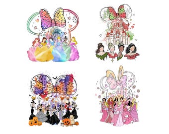 Dis.ney Princess Png Bundle, Watercolor Princess Png, Mouse Castle Png, Family Vacation, Dis.ney Trip 2026, Magic Kingdom, Princess Birthday