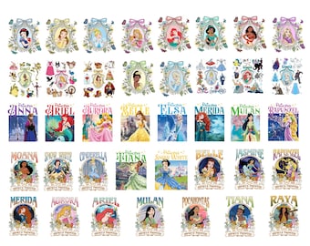 Princess Character Png Bundle, All Dis.ney Princess Png, Cartoon Princess Png, Family Vacation Png, Dis.ney Trip 2026, Aurora Rapunzel Tiana