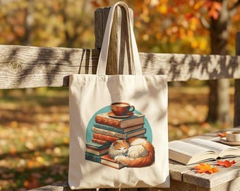 Cat Canvas Tote Bag - No. 32 Literary Cozy | Whimsical Book Lover Gift
