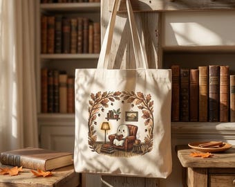 Ghost Canvas Tote Bag - No. 42 Storybook Reading | Cute Book Haul Bag