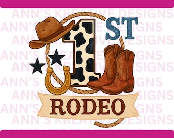Primer cumpleaños de vaquero de rodeo PNG: Diseño de camiseta vaquera (descarga digital)