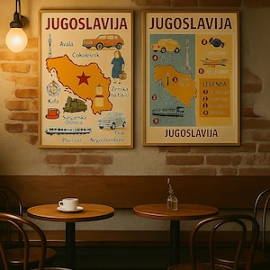 Jugoslawien Poster - Vintage Retro Karte Wandkunst. Ex-Yu Nostalgie. Digitaler Download A3