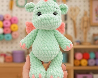 Baby Dragon Crochet Pattern PDF, Cute Valentine Amigurumi Tutorial, Crochet Dragon Pattern, Easy DIY Fantasy Creature Gift Idea