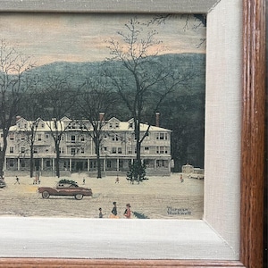Vintage Norman Rockwell &quot;Main Street Stockbridge&quot; Framed Canvas Print 1991 32x11