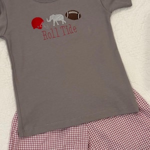 Boys Alabama Football Outfit. Embroidered T-shirt. College Football. University of Alabama