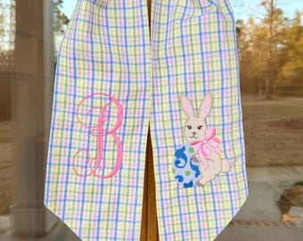 Easter Bunny Gingham Wreath Sash. Spring Wreath Sash. Boxwood Wreath.