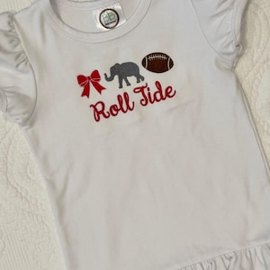 Girls Alabama Football Shirt. College Football. Roll Tide. Embroidered Girls Shirt.