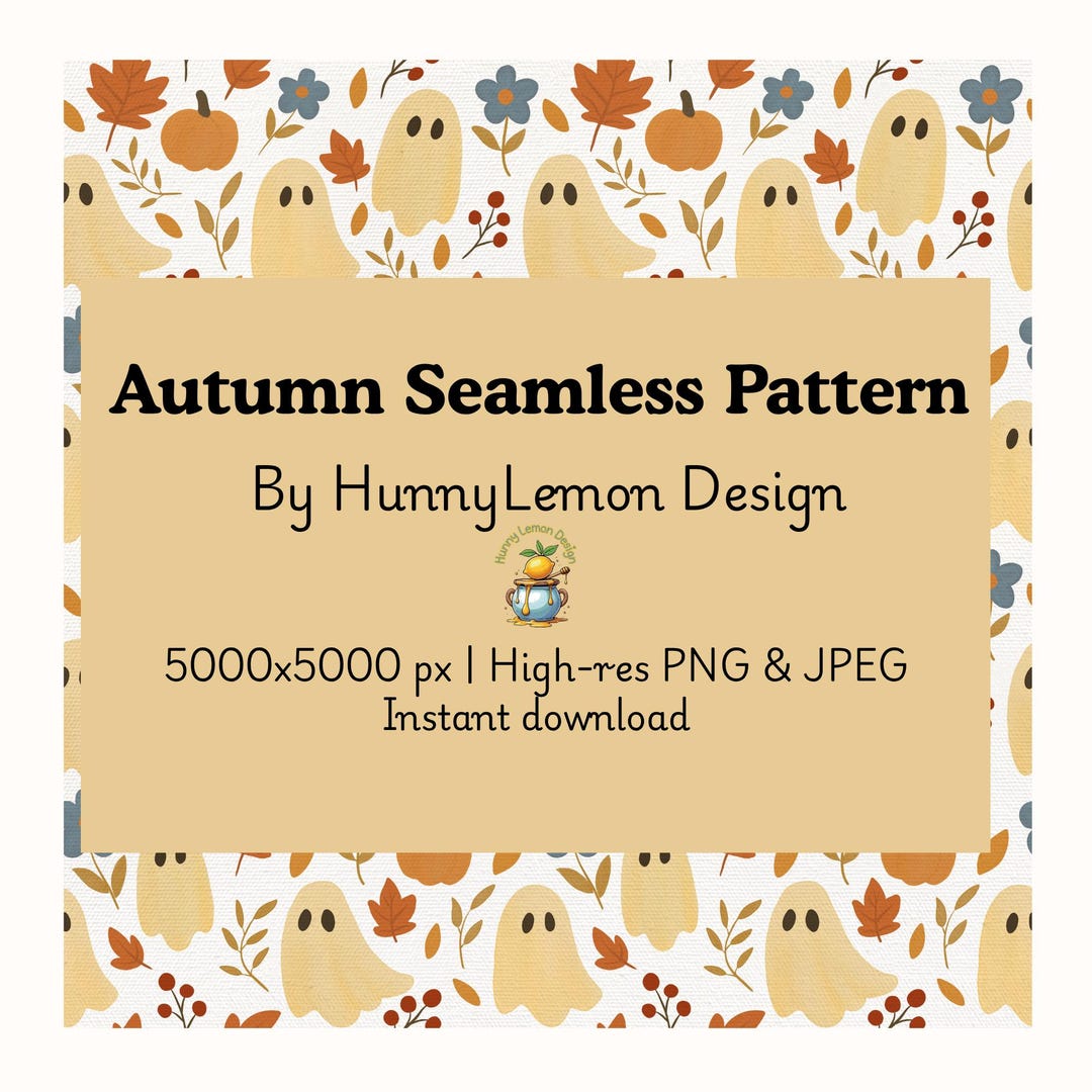 Cute Ghost Seamless Pattern | Fall Halloween Digital Paper (PNG & JPEG ...