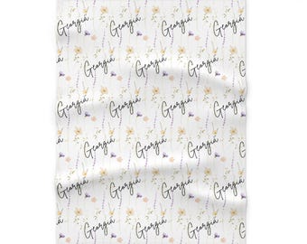 Personalisierte Blumen Baby Decke, weiche Fleece Kinderzimmer Dekor