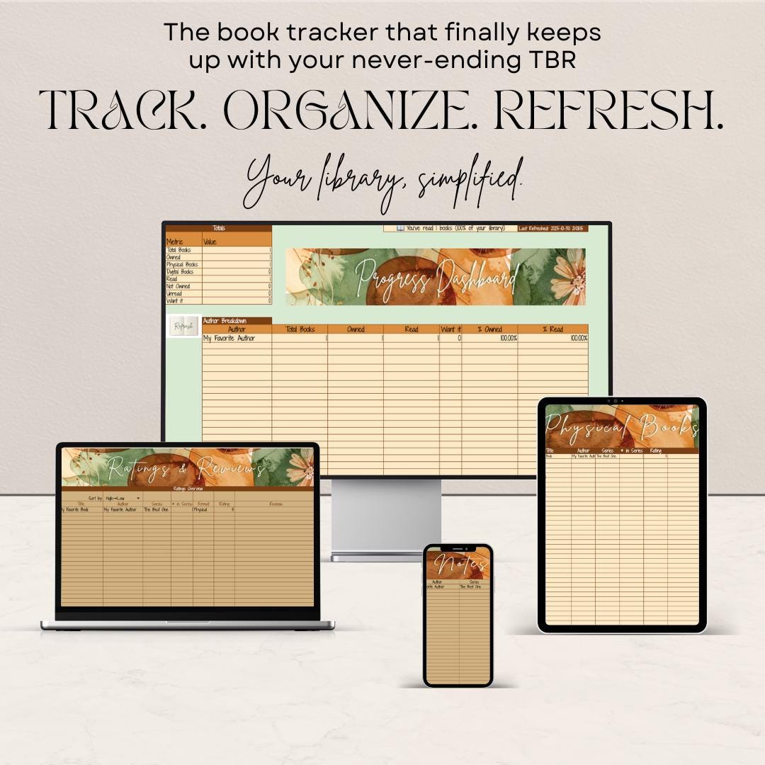 Personal Library Book Tracker | Google Sheets Reading Log (digital ...
