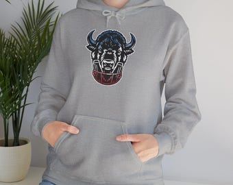Büffel Hoodie | Fierce Buffalo Grafik-Sweatshirt | Unisex Hoodie für Männer | Spieltag Stil Pullover | Buffalo Pride Kleidung