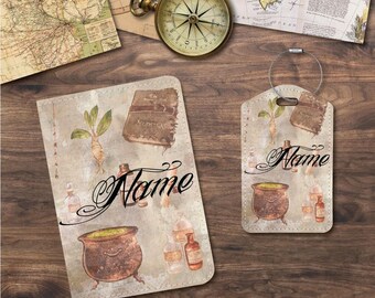 Passport Holder & Luggage Tags | Travel Set | Wizard Book Elements