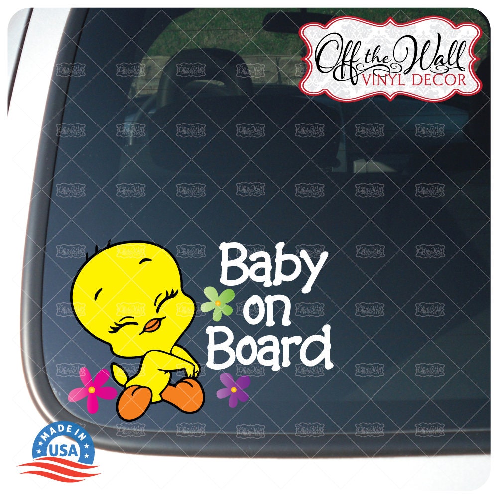 Baby Tweety Baby On Board Vinyl Car Decal Sticker Etsy Hong Kong