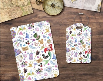 Passport Holder/Cover & Luggage Tags | Best Day Ever!, Never Grow Up, Collage Fabric#2